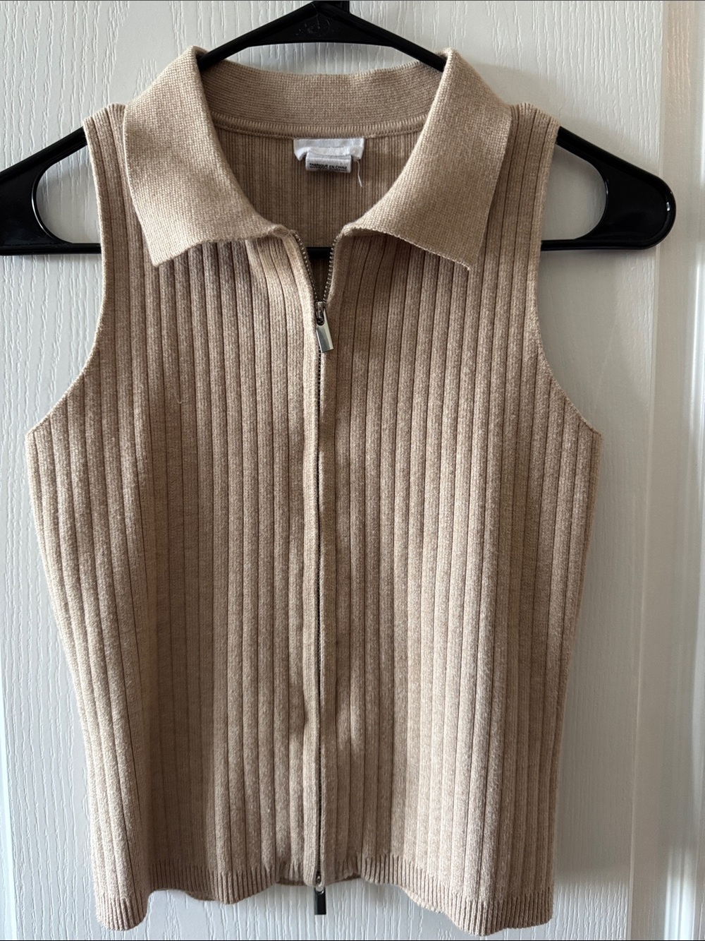 Song of Style Ribbed Zip-Front Tank in Light Tan